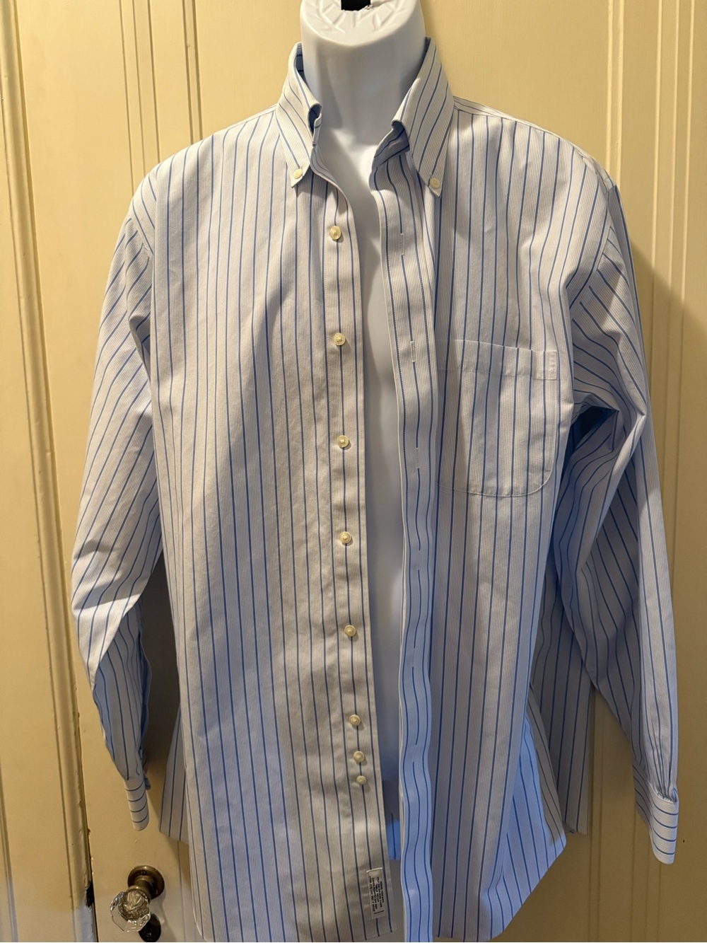 Brooks Brothers White Shirt with Blue Pinstripes